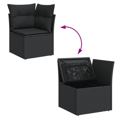 vidaXL 9 Piece Garden Sofa Set with Cushions Black Poly Rattan