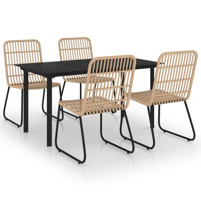 vidaXL 5 Piece Outdoor Dining Set Poly Rattan and Glass