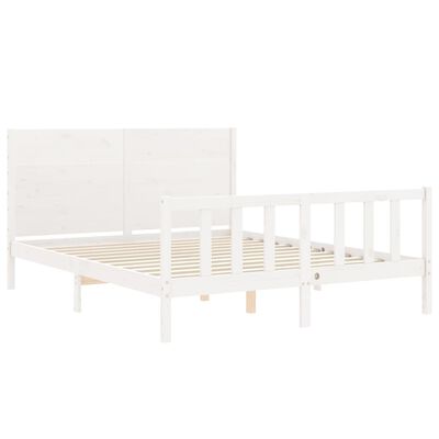 vidaXL Bed Frame without Mattress White King Size Solid Wood Pine