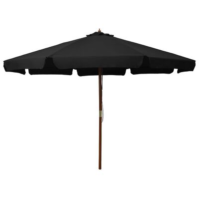 vidaXL Garden Parasol with Wooden Pole 330 cm Black