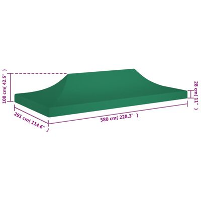 vidaXL Party Tent Roof 6x3 m Green 270 g/m²