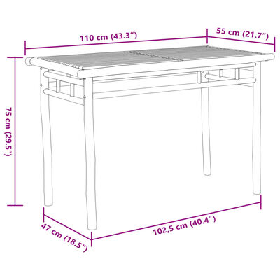 vidaXL Garden Dining Table 110x55x75 cm Bamboo