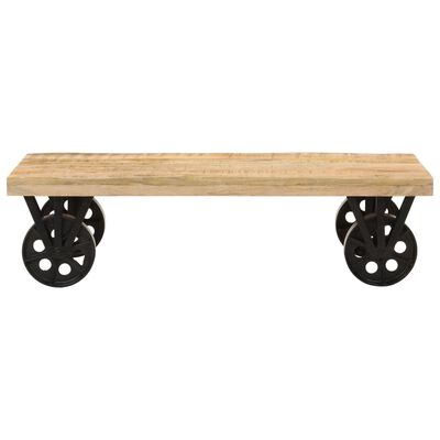 vidaXL Coffee Table with Wheels 110x55x29.5 cm Solid Wood Mango