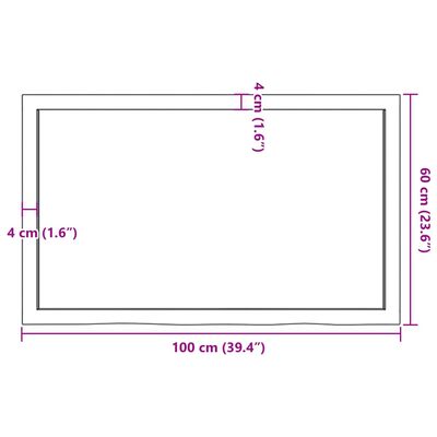 vidaXL Bathroom Countertop Dark Brown 100x60x(2-6) cm Treated Solid Wood