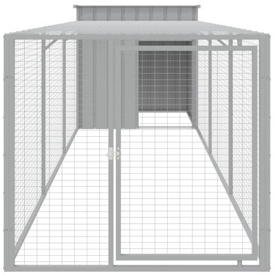 vidaXL Chicken Cage with Run Light Grey 110x405x110 cm Galvanised Steel