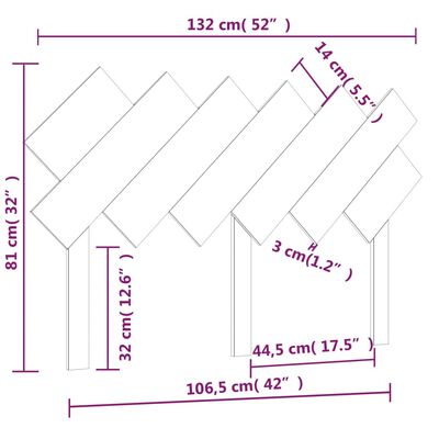 vidaXL Bed Headboard White 132x3x81 cm Solid Wood Pine