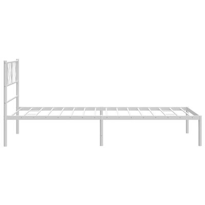 vidaXL Metal Bed Frame without Mattress with Headboard White 90x190 cm Single