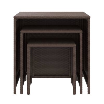 vidaXL Nesting Tables 3 pcs Brown Poly Rattan