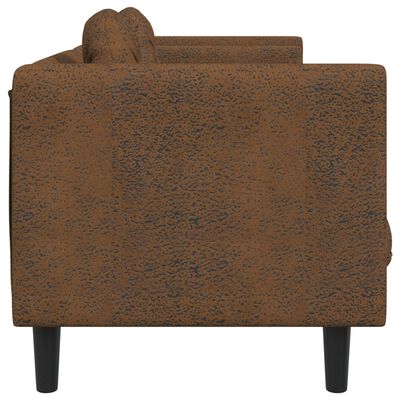 vidaXL Sofa with Cushions 3-Seater Brown Faux Suede Leather