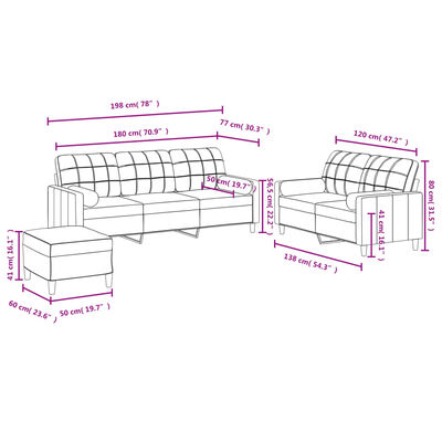 vidaXL 3 Piece Sofa Set with Pillows Dark Grey Fabric