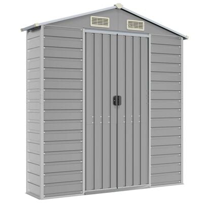 vidaXL Garden Shed Light Grey 191x385x198 cm Galvanised Steel