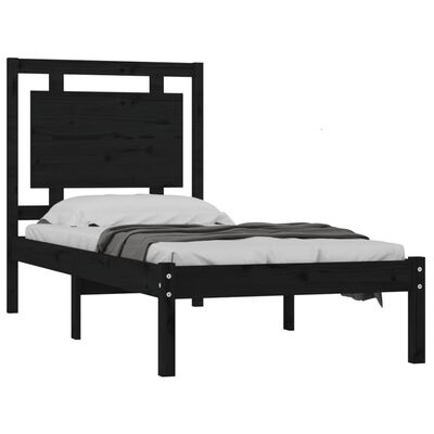 vidaXL Bed Frame without Mattress Black 90x190 cm Single Solid Wood