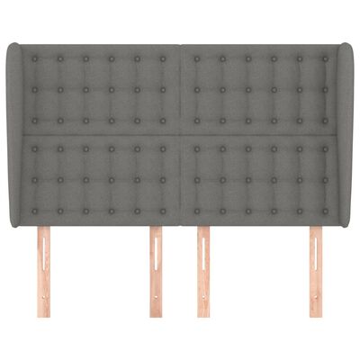 vidaXL Headboard with Ears Dark Grey 147x23x118/128 cm Fabric