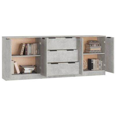 vidaXL 3 Piece Sideboards Concrete Grey Engineered Wood