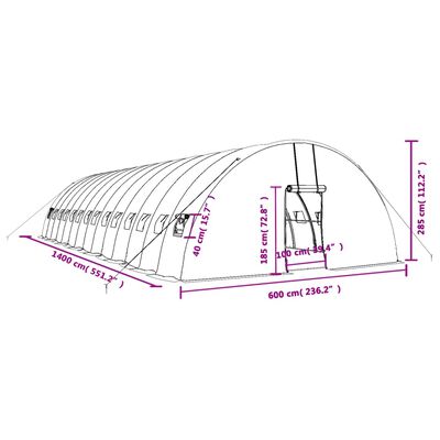 vidaXL Greenhouse with Steel Frame Green 84 m² 14x6x2.85 m