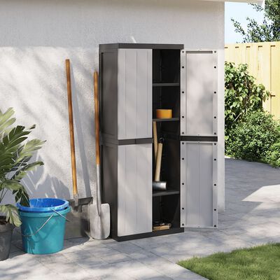 vidaXL Outdoor Storage Cabinet Grey and Black 65x37x165 cm PP