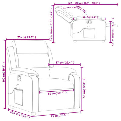 vidaXL Massage Recliner Chair Dark Grey Fabric