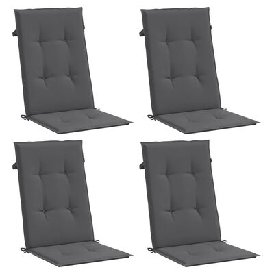 vidaXL Garden Highback Chair Cushions 4 pcs Anthracite 120x50x3 cm Fabric