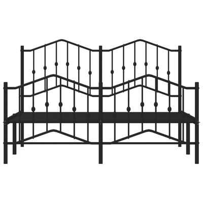 vidaXL Metal Bed Frame without Mattress with Footboard Black 150x200 cm King Size