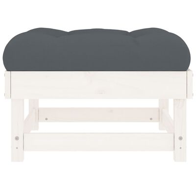 vidaXL Garden Footstool with Cushion White Solid Wood Pine