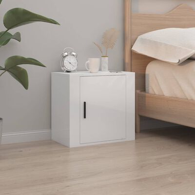 vidaXL Wall-mounted Bedside Cabinets 2 pcs High Gloss White 50x30x47cm