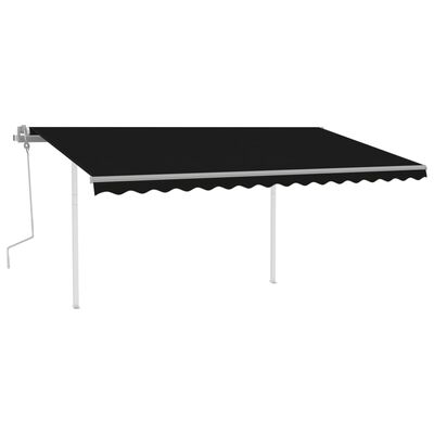 vidaXL Manual Retractable Awning with Posts 4.5x3 m Anthracite