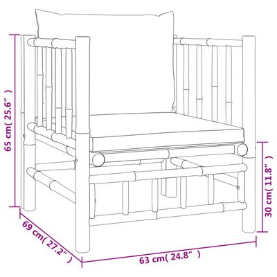 vidaXL 5 Piece Garden Lounge Set with Dark Grey Cushions Bamboo