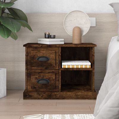 vidaXL Bedside Cabinet Smoked Oak 60x35.5x45 cm