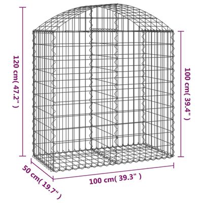 vidaXL Arched Gabion Basket 100x50x100/120 cm Galvanised Iron