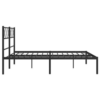 vidaXL Metal Bed Frame without Mattress with Headboard Black 150x200cm