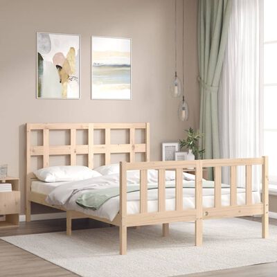 vidaXL Bed Frame without Mattress Double Solid Wood Pine