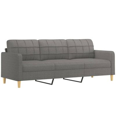 vidaXL 3-Seater Sofa with Pillows&Cushions Dark Grey 210 cm Fabric