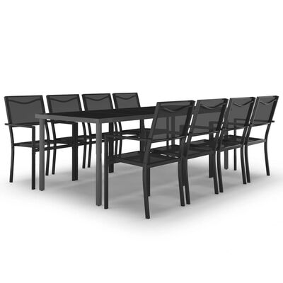 vidaXL 9 Piece Outdoor Dining Set Steel