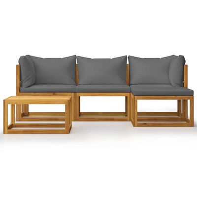 vidaXL 5 Piece Garden Lounge Set with Cushions Solid Acacia Wood