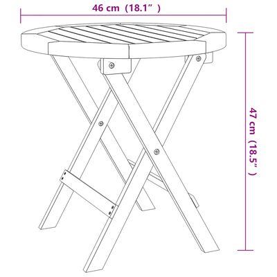 vidaXL Folding Garden Table White Ø 46 cm Solid Wood Acacia