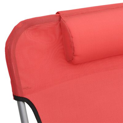 vidaXL Folding Sun Loungers 2 pcs Red Textilene and Steel