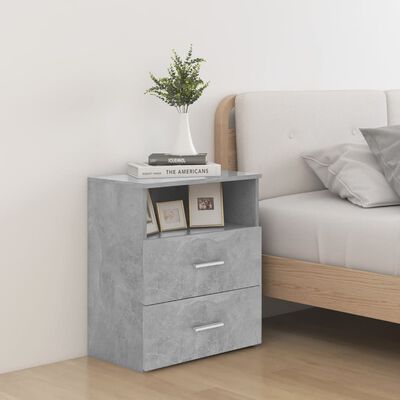 vidaXL Bed Cabinets 2 pcs Concrete Grey 50x32x60cm