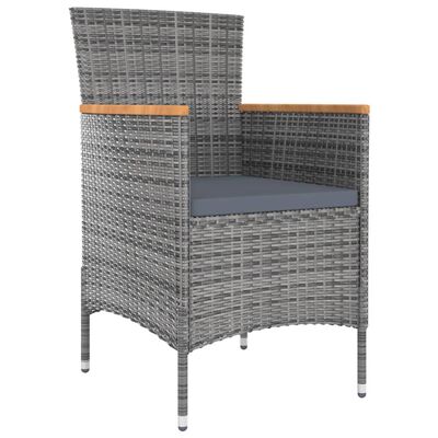 vidaXL 5 Piece Outdoor Dining Set with Cushions Poly Rattan Grey