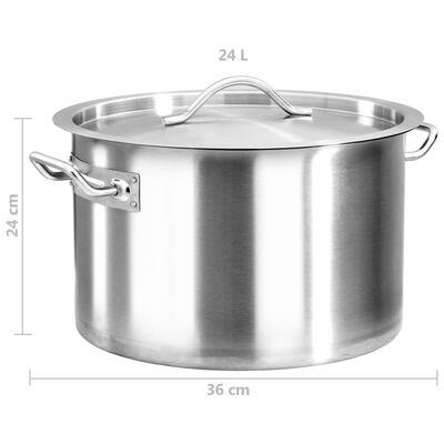 vidaXL Stock Pot 24 L 36x24 cm Stainless Steel