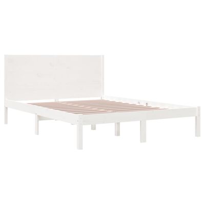 vidaXL Bed Frame White Solid Wood 150x200 cm King Size