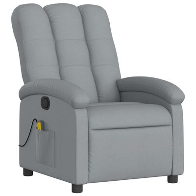 vidaXL Massage Recliner Chair Light Grey Fabric