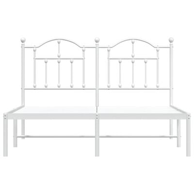 vidaXL Metal Bed Frame without Mattress with Headboard White 150x200 cm King Size