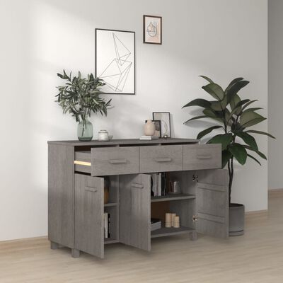 vidaXL Sideboard HAMAR Light Grey 113x40x80 cm Solid Wood Pine