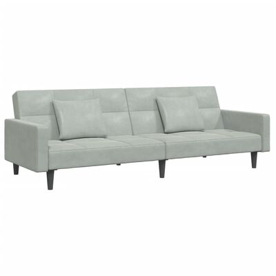 vidaXL 2-Seater Sofa Bed with Footstool Light Grey Velvet