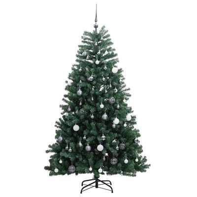 vidaXL Artificial Hinged Christmas Tree 300 LEDs & Ball Set 180 cm