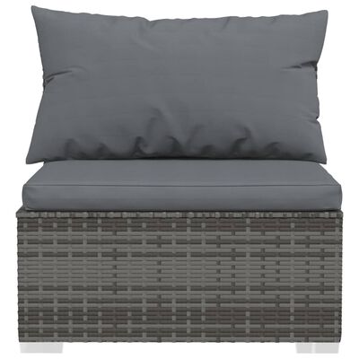 vidaXL 9 Piece Garden Lounge Set with Cushions Poly Rattan Grey