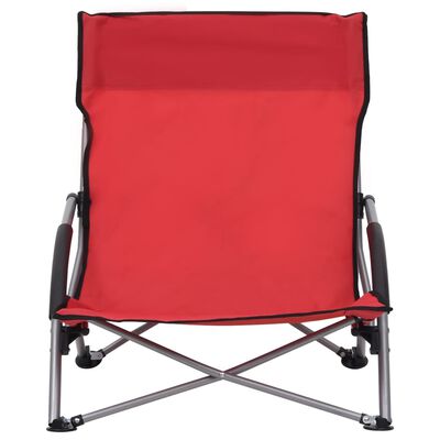 vidaXL Folding Beach Chairs 2 pcs Red Fabric