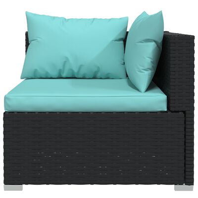 vidaXL 7 Piece Garden Lounge Set with Cushions Poly Rattan Black