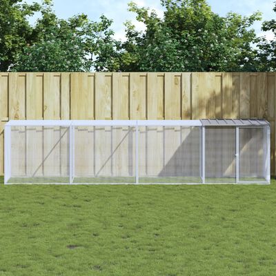 vidaXL Chicken Cage with Roof Light Grey 403x98x90 cm Galvanised Steel