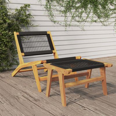 vidaXL Garden Chair with Footrest Solid Wood Teak and Polyester